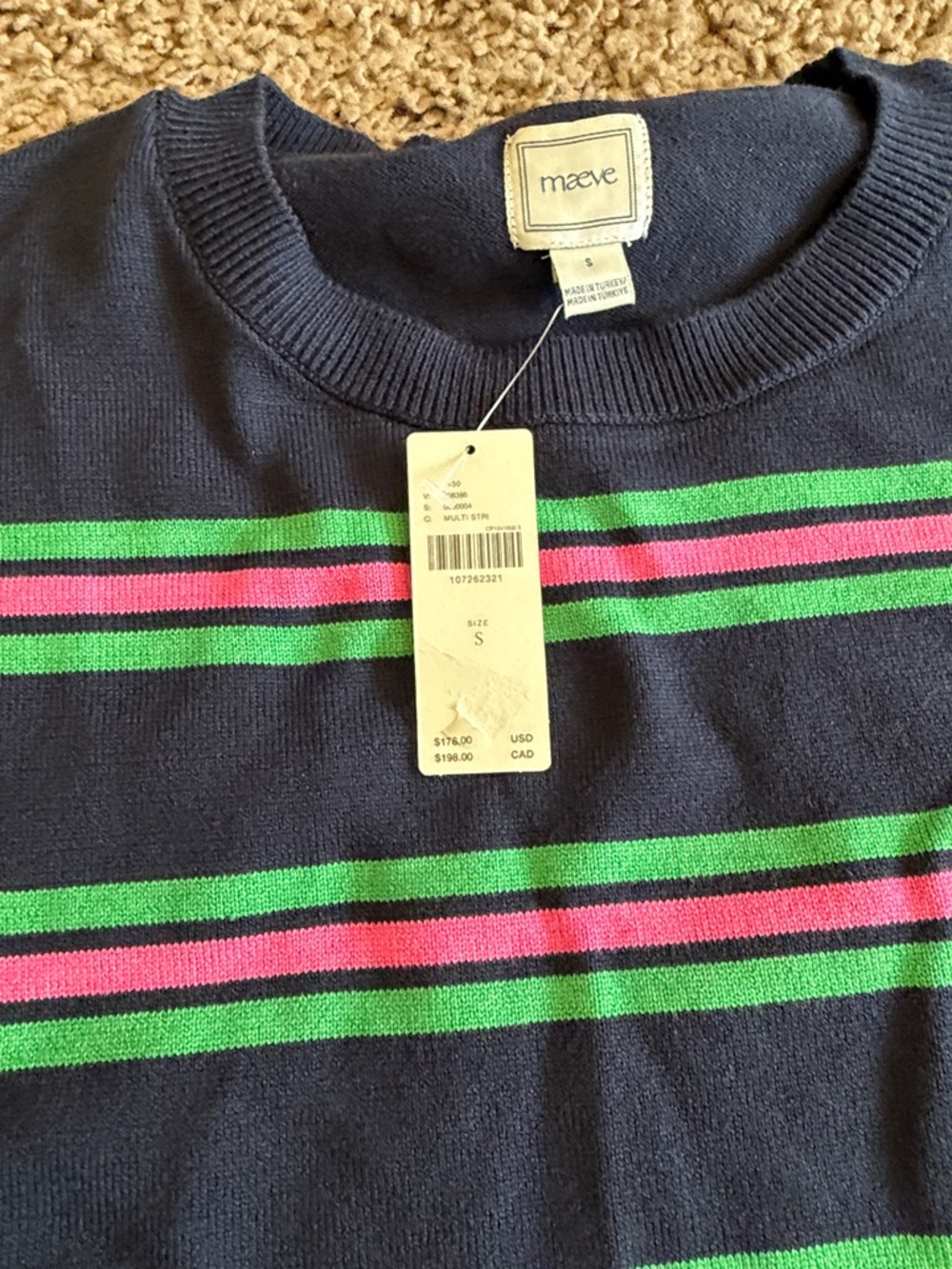 🥰Anthropologie Navy and Pink Striped Long Sleeve Dress by Mauve - Picture 8 of 8